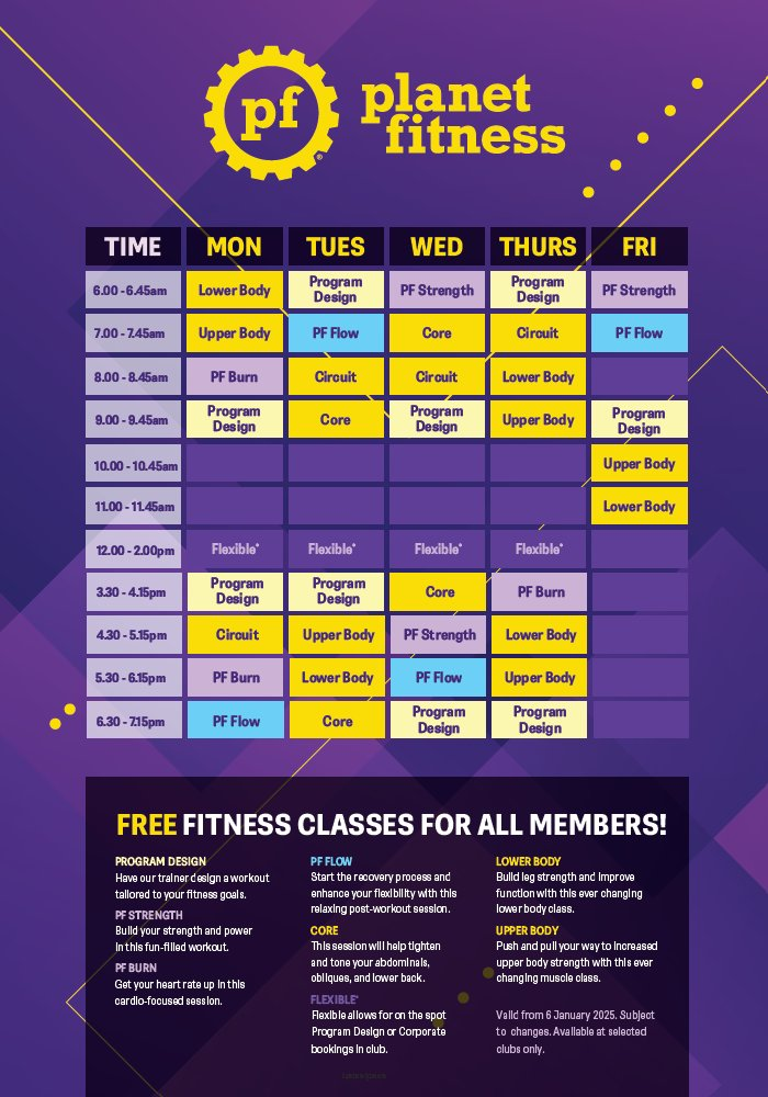 Planet Fitness PE@PF schedule