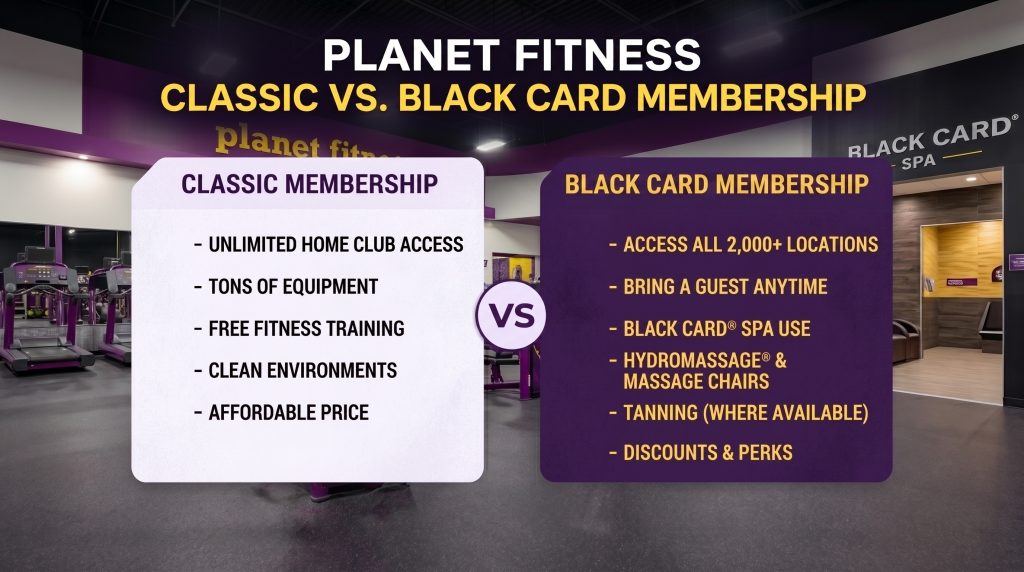 Planet Fitness Classic vs. Black Card Membership Infographic