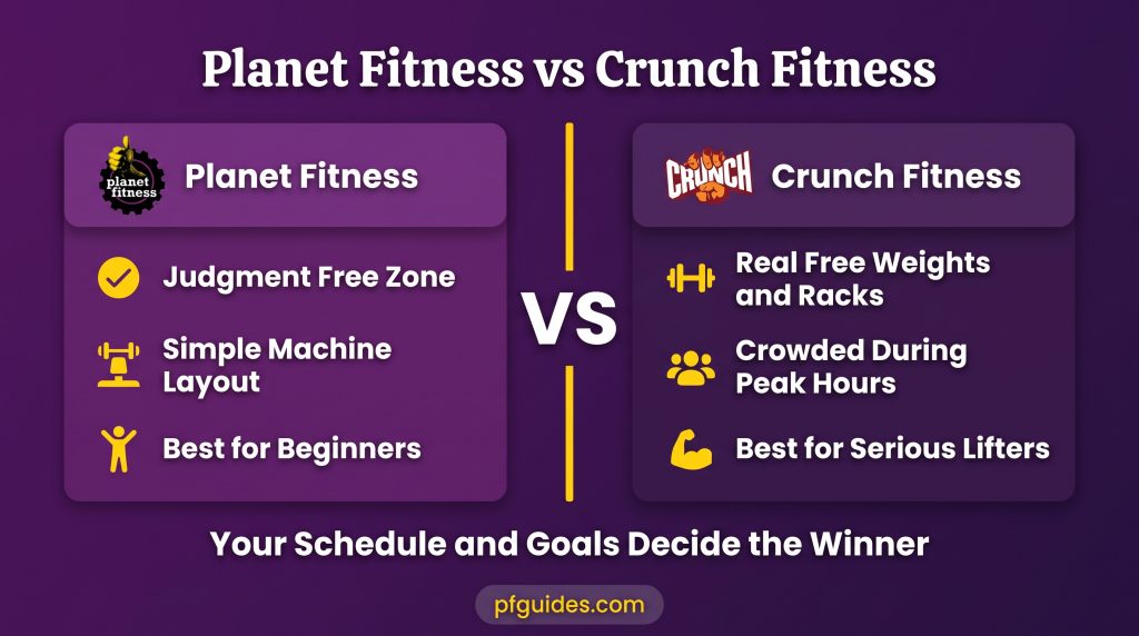 Planet Fitness vs Crunch Fitness Infographic